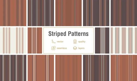 Striped pattern set reflecting American heritage style. Seamless vectors en.. Illustrazione stock