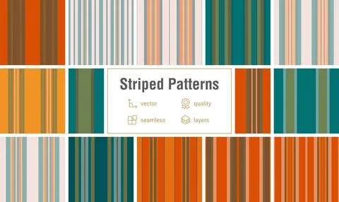 Striped pattern set reflecting professional textile design standards. Seaml.. Stockillustratie