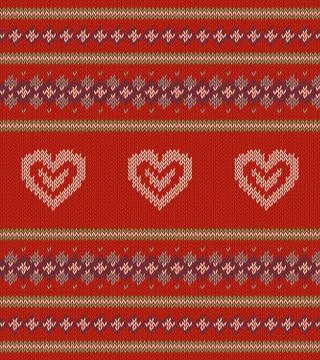 Striped pattern with white hearts on red background Stock Illustration