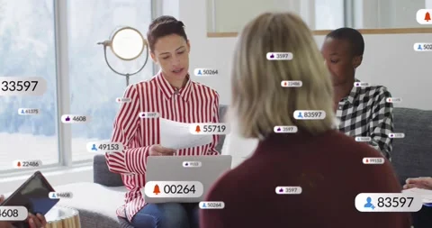 Striped person sorting documents after checkered speaking, leading marketing Stock Footage 320725099