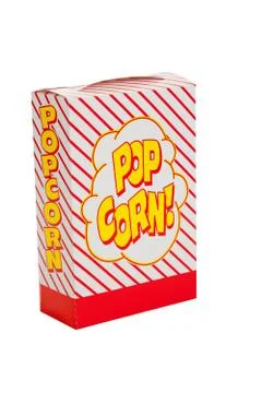 A striped popcorn box on white Stock Photos