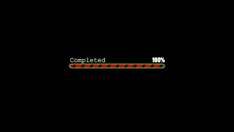 Striped red and green loading bar reaching 100% completion Stock Footage 331526710