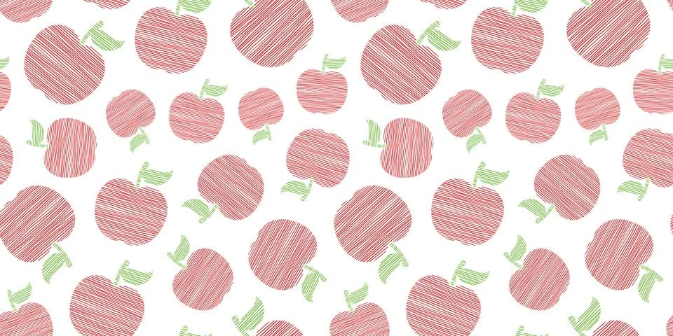 Striped red apple pattern on white background Stock Illustration