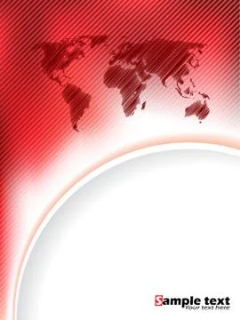 Striped red brochure design with scribbled map Stock-Illustration