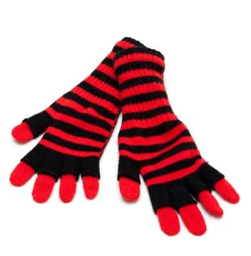 Striped red pair of the gloves Stock Photos
