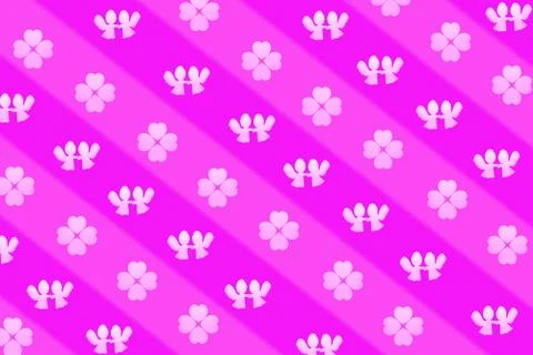 Striped romantic background or wrapping paper, pattern of angels holding hand Stock Illustration