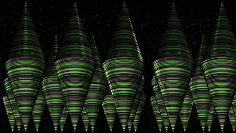 Striped rows of cones. Concert background. 3d objects of an abstract scene 스톡 동영상 155785645