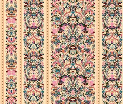 Striped seamless pattern on baroque style. Seamless floral wallpaper. Damask Stock Illustration