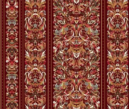 Striped seamless pattern on baroque style. Seamless floral wallpaper. Damask Illustrazione stock