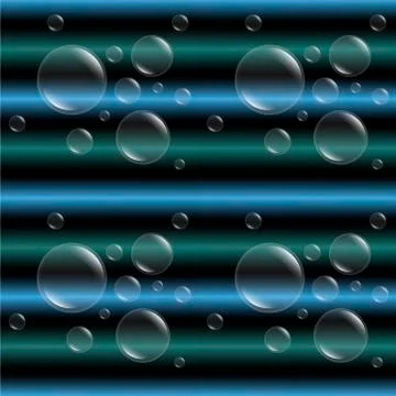 Striped seamless pattern with bubbles. Background of black, blue and green strip Stock Illustration