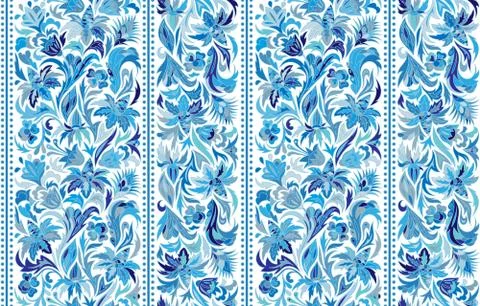 Striped seamless pattern. Floral wallpaper. Colorful ornamental border Illustrazione stock