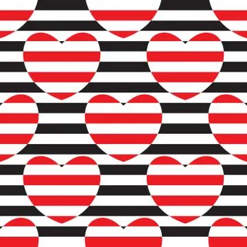 Striped seamless pattern with hearts Stock Illustration