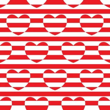 Striped seamless pattern with hearts Stock Illustration