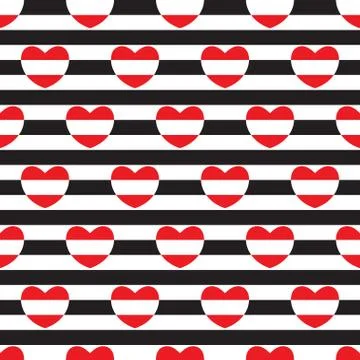 Striped seamless pattern with hearts Stock Illustration