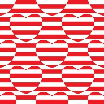 Striped seamless pattern with hearts Stock Illustration
