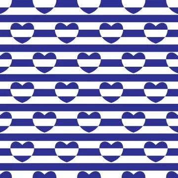 Striped seamless pattern with hearts Stock Illustration