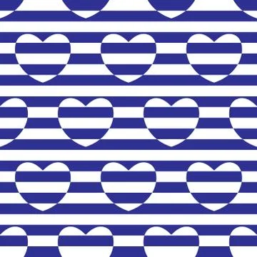 Striped seamless pattern with hearts Stock Illustration