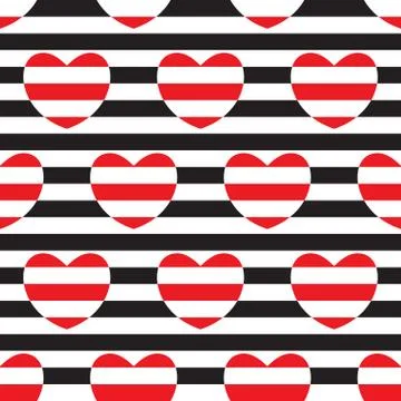 Striped seamless pattern with hearts Stock Illustration