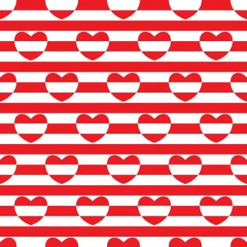 Striped seamless pattern with hearts Stock Illustration