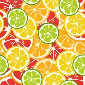 Striped seamless pattern with lime, orange and grapefruit Stock Illustration