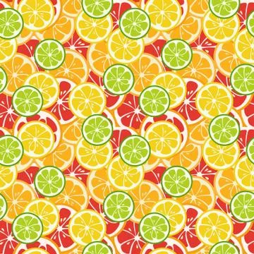 Striped seamless pattern with lime, orange and grapefruit Stock Illustration