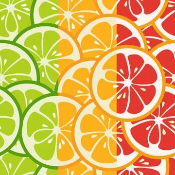 Striped seamless pattern with lime, orange and grapefruit Stock Illustration