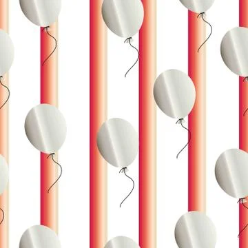 Striped seamless pattern with red lines and balloons Stock Illustration