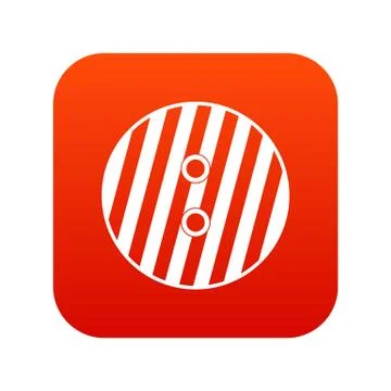 Striped sewing button icon digital red Illustrazione stock