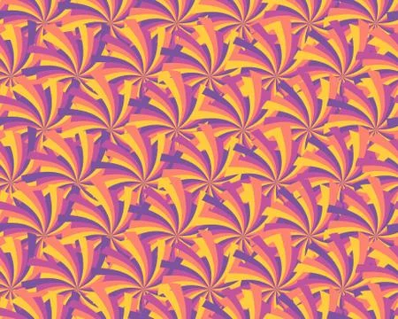 Striped shapes with rays. Abstract geometric seamless pattern. Vector. Stock Illustration