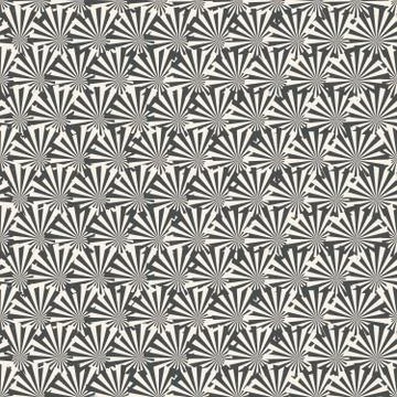 Striped shapes with rays. Abstract geometric seamless pattern. Vector. Stock Illustration