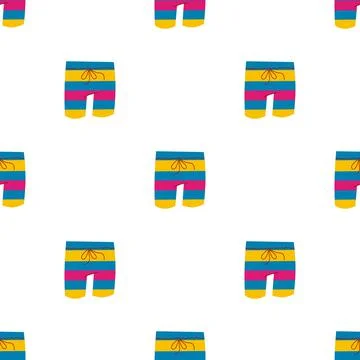 Striped shorts on a white background. Vector flat illustration of beach Stock Illustration