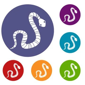 Striped snake icons set Illustration