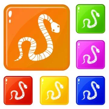 Striped snake icons set vector color Stock Illustration