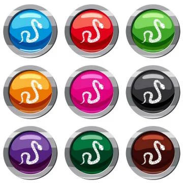 Striped snake set 9 collection Stock Illustration