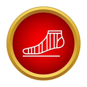Striped sock footwear icon on a red button 스톡 일러스트