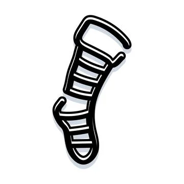 Striped sock outline cartoon vector illustration icon Stock Illustration