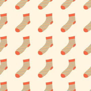 Striped sock pattern on light orange background Stock Illustration