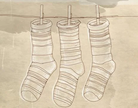 Striped socks hanging Stock Illustration
