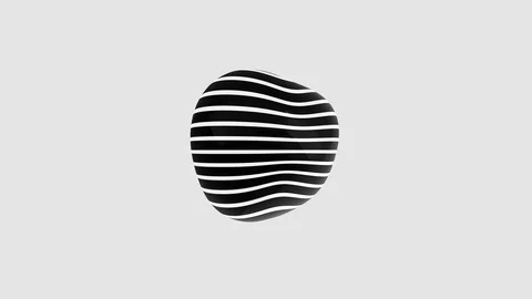 Striped sphere rotating and deforming. Abstract 3d animation. Stock Footage 121937222