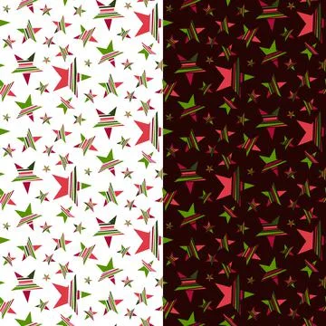 Striped Stars Seamless Pattern. Random colored, new year christmas palette Stock Illustration