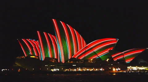 Striped sydney opera house Stock Footage 24753844