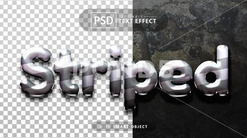 Striped text - editable 3d font effects PSD Template
