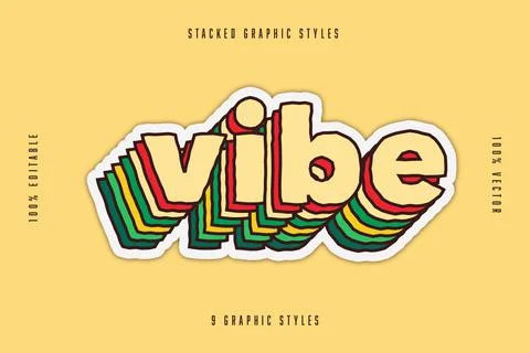 Striped Text Effect Set Stock Illustration