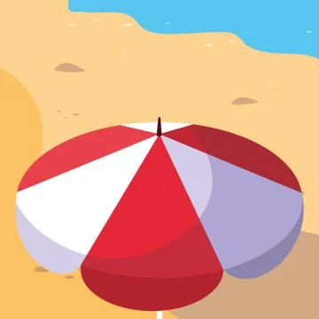 Striped umbrella in the beach design Stock Illustration