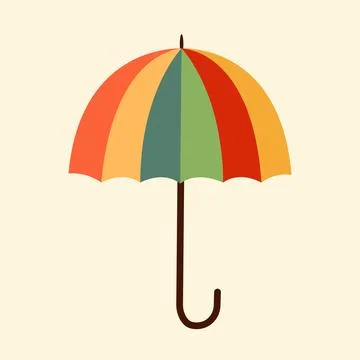 Striped umbrella. Vector illustration in flat style Stock Illustration