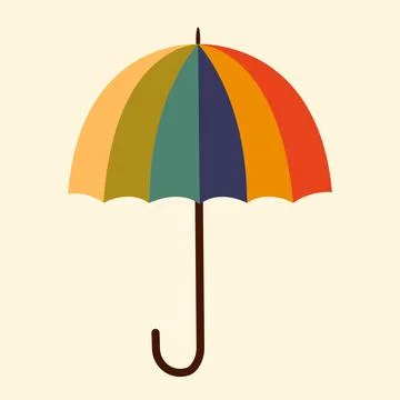 Striped umbrella. Vector illustration in flat style Stock Illustration