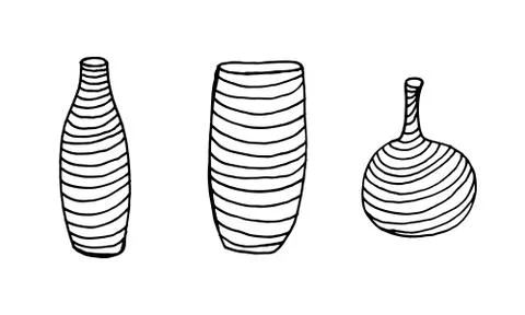 Striped vase isolated on white background Stock Illustration