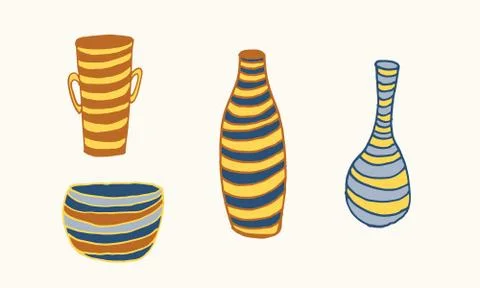 Striped vase isolated on white background Stock Illustration