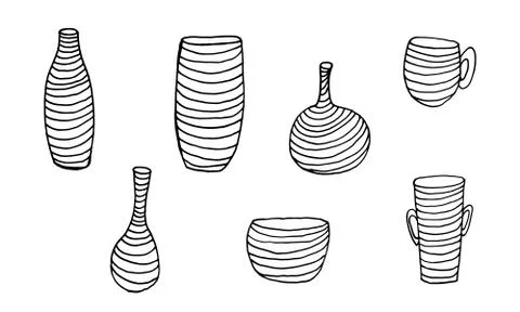 Striped vase isolated on white background Stock Illustration