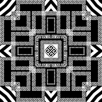 Striped vector seamless pattern. Geometric greek background. Modern abstract イラスト素材